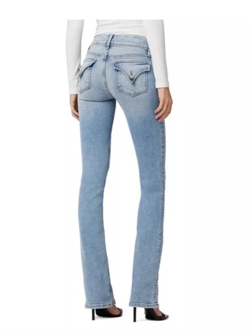 NWT Hudson Mid Rise Baby Bootcut, Double Button Blue Faded Flat Pocket Jeans 27